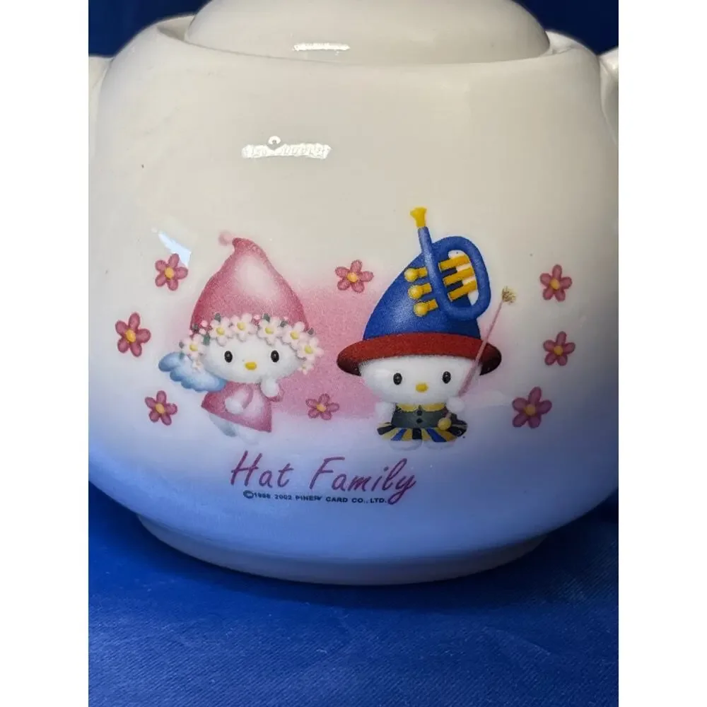 Hat Family Hello Kitty Style Miniature Teapot and Two Cups